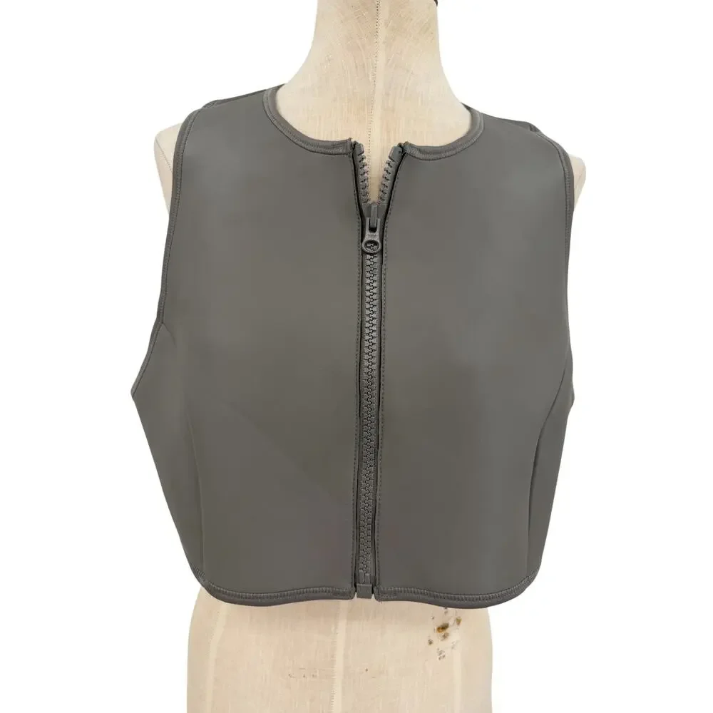 SKIMS Rubberized Scuba Swim High Neck Bikini Top Gray Chalk 3X NWT